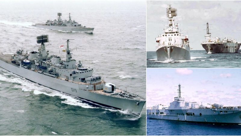 Majestic Power at Sea: HMS Glamorgan (D19) and HMS Triumph (A108) Navigate the Atlantic, 1972